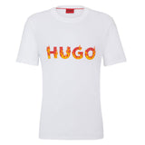Fire Logo Print White T-Shirt