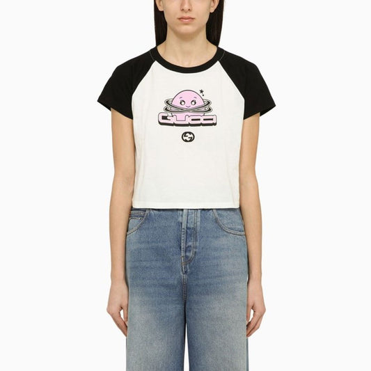 Logo Print White Raglan T-Shirt
