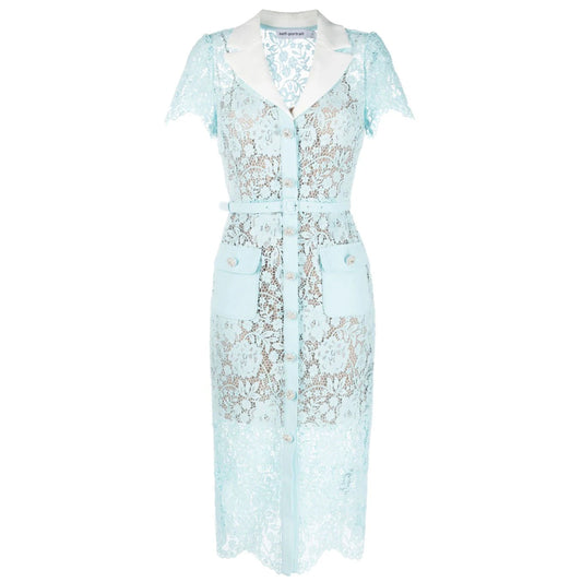 Blue Cord Lace Midi Dress