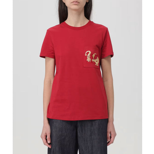 Logo Plaque Pocket Red T-Shirt