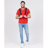 Logo Print Red Collar Red Polo-Shirt