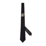 Tiger Embroidered Black Tie