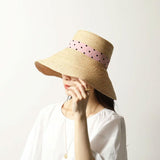 Polka-Dot Pink Scarf Straw Hat