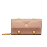 Roman Stud Chain Beige Shoulder Bag