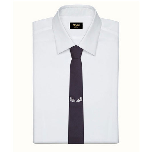 Monster Eyes Dark Blue Silk Tie
