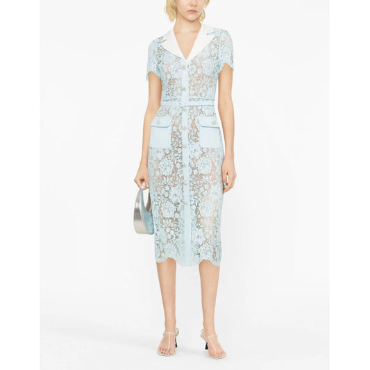 Blue Cord Lace Midi Dress