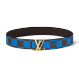 LV Initiales Blue Damier Reversible Belt