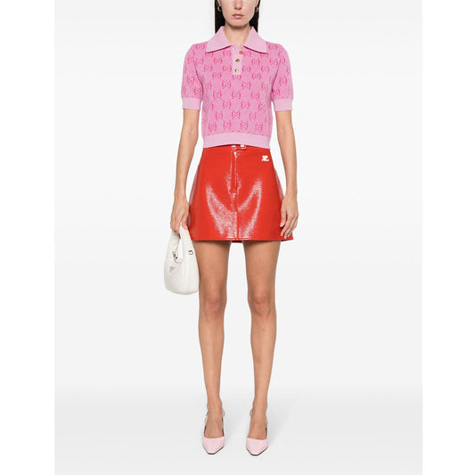Jacquard Wool Pink Polo-Shirt