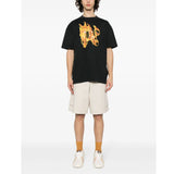 Burning Monogram Print Black T-Shirt