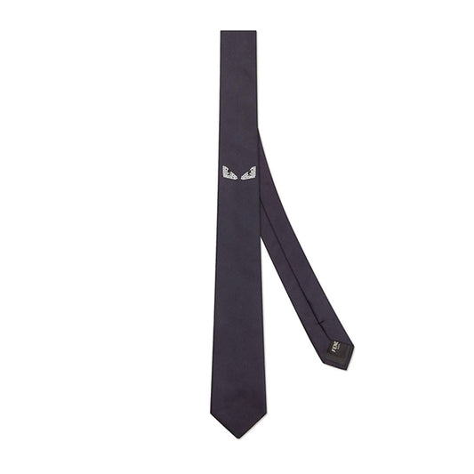 Monster Eyes Dark Blue Silk Tie