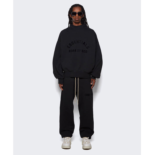 Logo Print Jet Black Hoodie