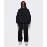 Logo Print Jet Black Hoodie