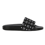 Monogram Print Black Slides