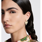 Butterfly Gold-Finish White Resin Pearls Tribales Earrings