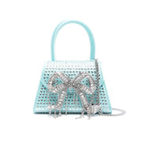 Satin Heart Rhinestone Blue Micro Bag