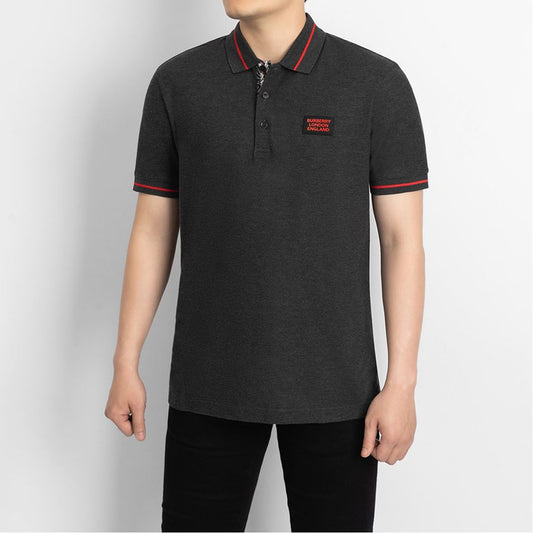 Logo Patch Charcoal Melange Polo-Shirt