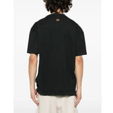 Burning Monogram Print Black T-Shirt