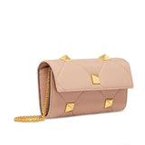 Roman Stud Chain Beige Shoulder Bag