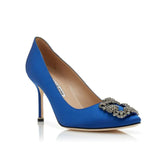 Hangisi Blue Satin 90mm Pumps