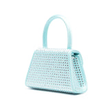 Satin Heart Rhinestone Blue Micro Bag