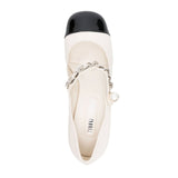 Chain Pearl Cream Pumps
