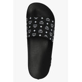 Monogram Print Black Slides