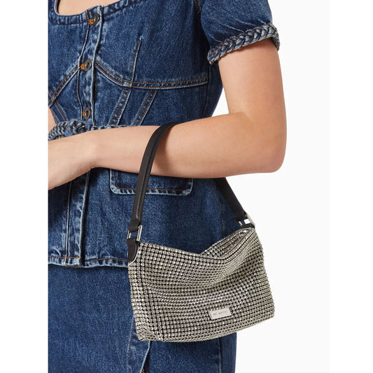 Diamante Small Silver Hobo Bag