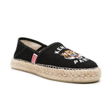 Lucky Tiger Embroidered Black Espadrilles