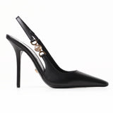 Medusa Plaque 120mm Black Slingback Pumps