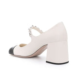 Chain Pearl Cream Pumps