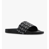 Monogram Print Black Slides