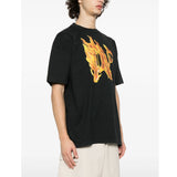 Burning Monogram Print Black T-Shirt