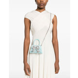 Satin Heart Rhinestone Blue Micro Bag