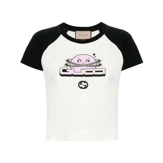Logo Print White Raglan T-Shirt