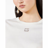 G Rhinestone Embellished White T-Shirt