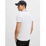 Paddy Orange Striped White Polo-Shirt