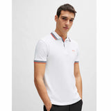 Paddy Orange Striped White Polo-Shirt