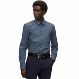 Monogram Print Open Blue Shirt