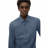 Monogram Print Open Blue Shirt