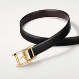 Gold Buckle Tank Black/Brown 3.5cm Reversible Belt