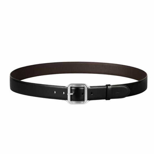 Silver Buckle Santos 3.5cm Black/Brown Reversible Belt