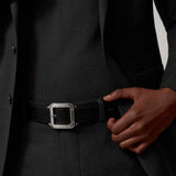 Silver Buckle Santos 3.5cm Black/Brown Reversible Belt