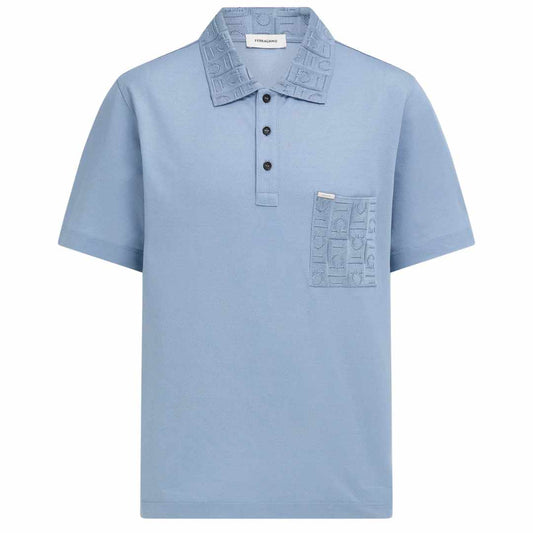 Jacquard Pocket Detail Blue Polo-Shirt