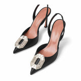 Camelia Black Velvet 90mm Slingback Pumps