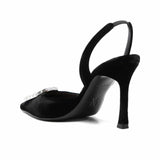 Camelia Black Velvet 90mm Slingback Pumps