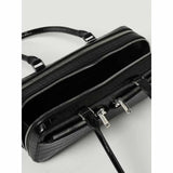 Croc Leather Black Shoulder Bag