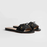 Cannage Quilted Black Slides