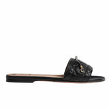 Cannage Quilted Black Slides