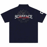 x SF Logo Print Navy Polo-Shirt