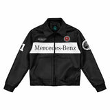 x SF Logo Print Leather Black Jacket